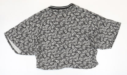 Missguided Womens Multicoloured Paisley Viscose Basic Blouse Size 8 Scoop Neck
