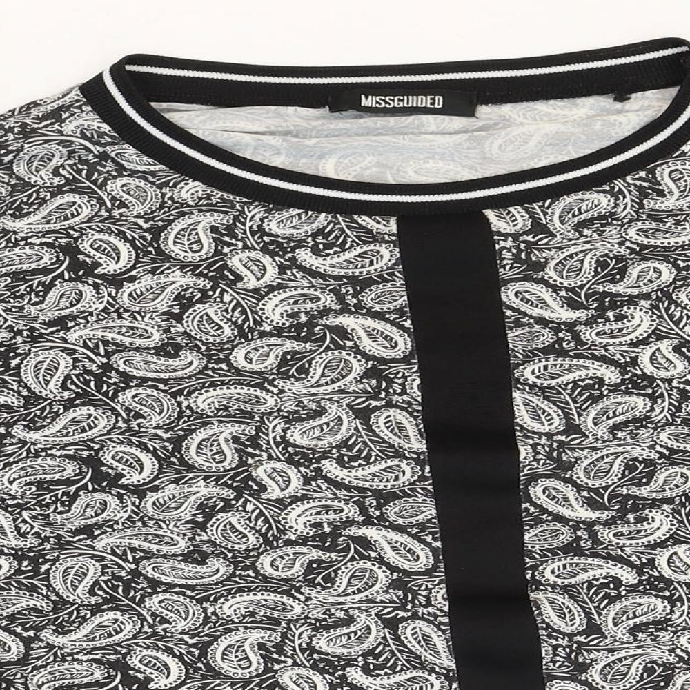 Missguided Womens Multicoloured Paisley Viscose Basic Blouse Size 8 Scoop Neck
