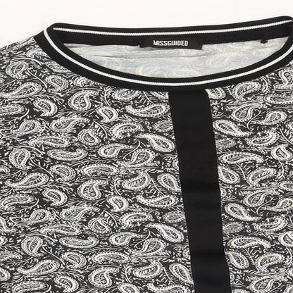 Missguided Womens Multicoloured Paisley Viscose Basic Blouse Size 8 Scoop Neck