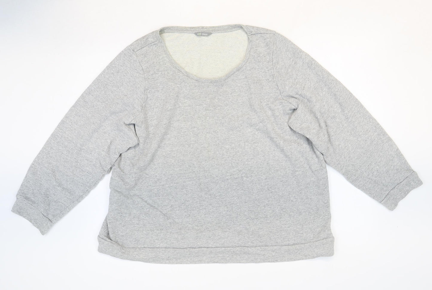 Marks and Spencer Womens Grey Round Neck Cotton Pullover Jumper Size 24