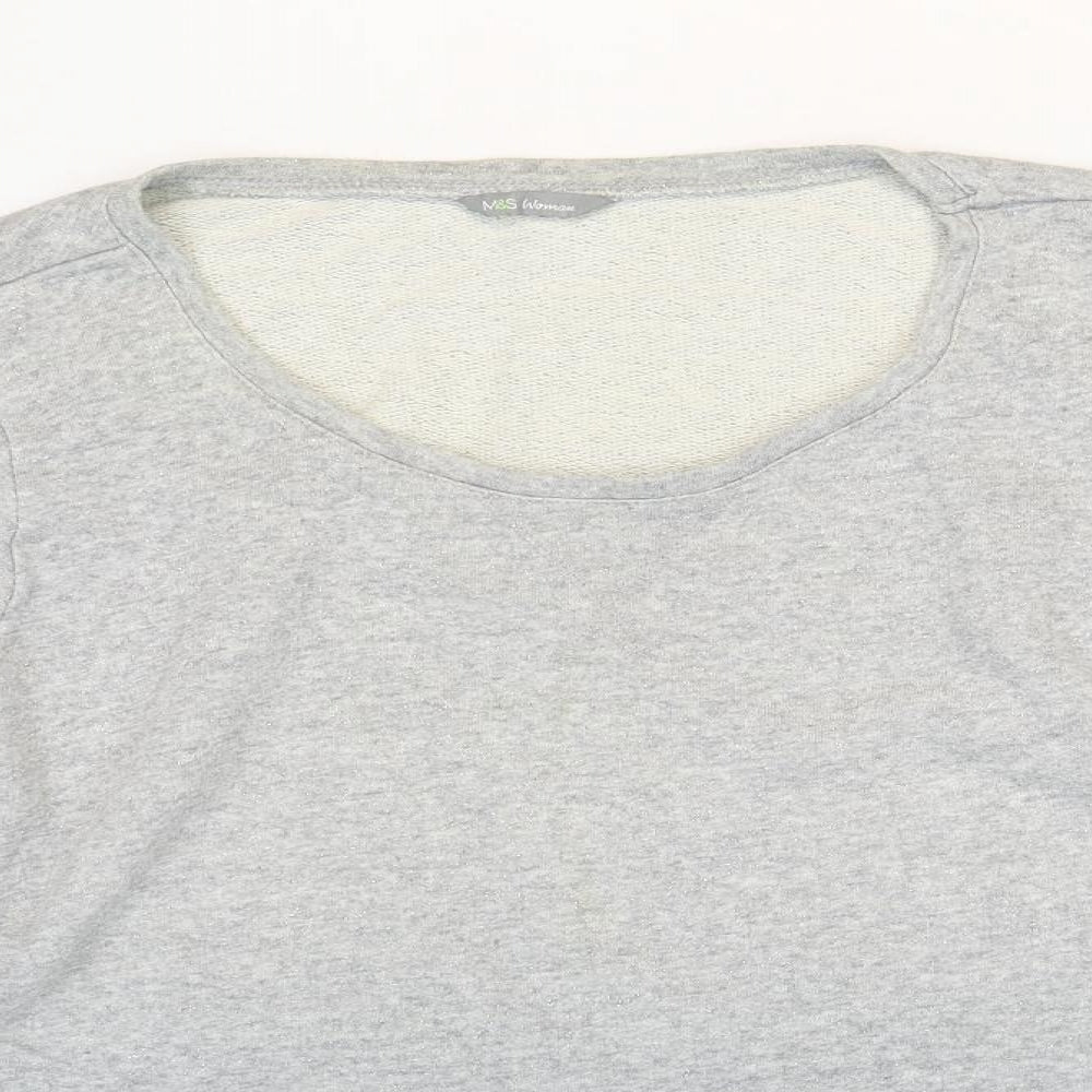 Marks and Spencer Womens Grey Round Neck Cotton Pullover Jumper Size 24