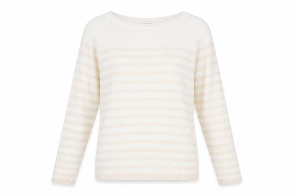 Gap Womens White Round Neck Striped Cotton Pullover Jumper Size S