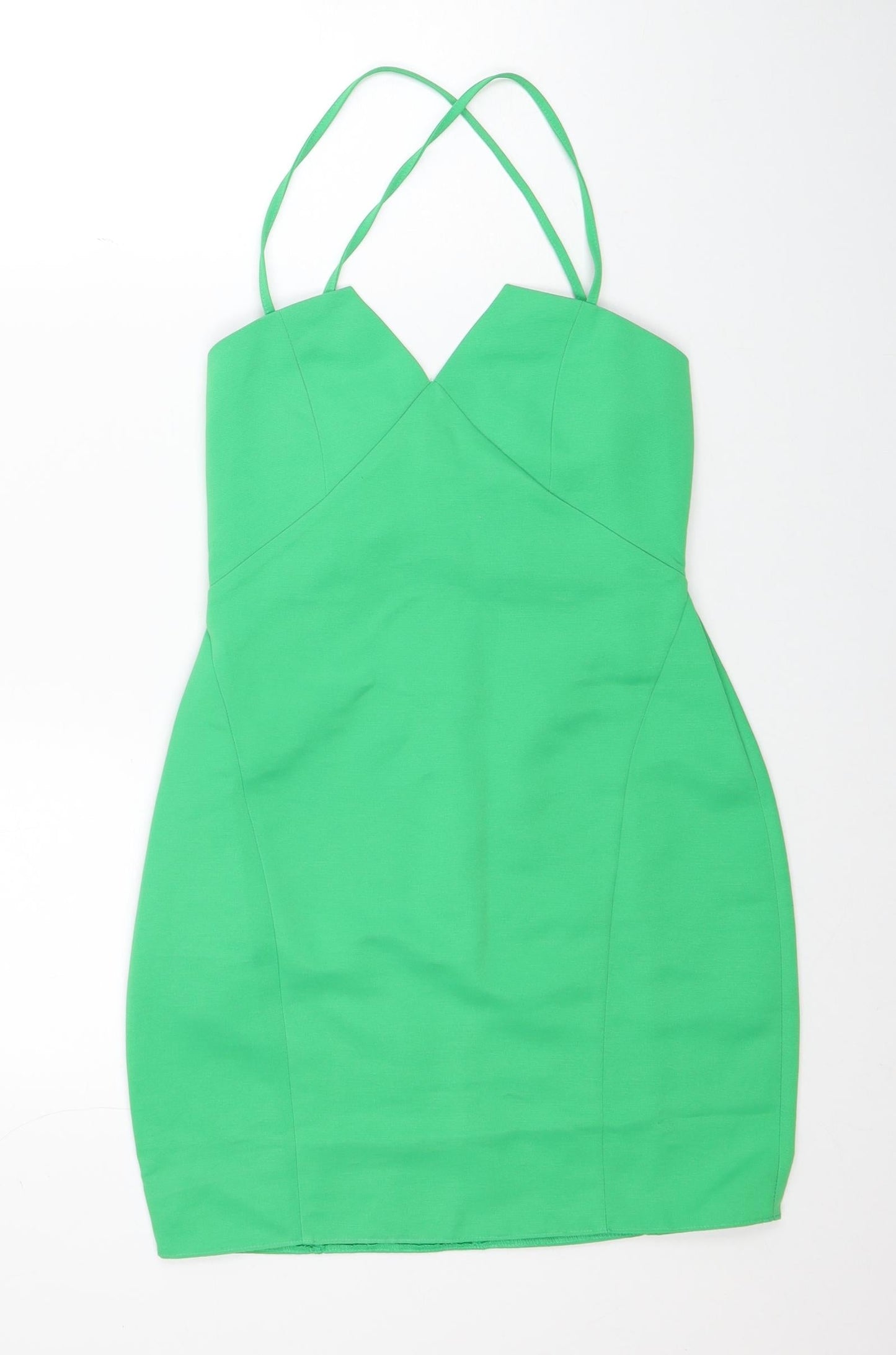ASOS Womens Green Polyester Mini Size 6 V-Neck Zip