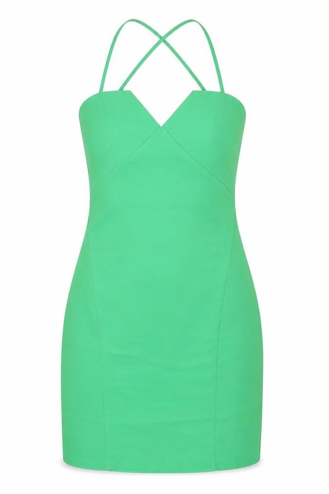 ASOS Womens Green Polyester Mini Size 6 V-Neck Zip