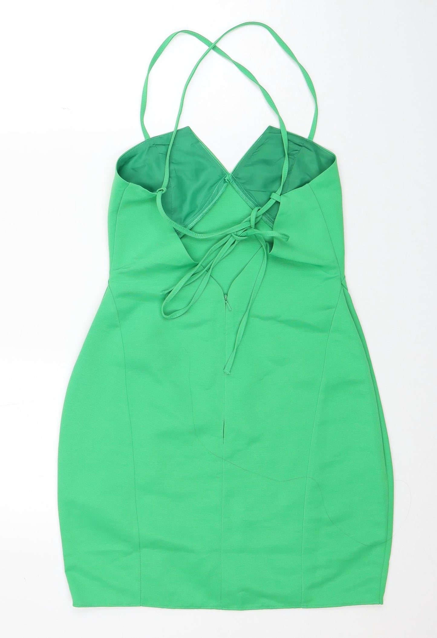 ASOS Womens Green Polyester Mini Size 6 V-Neck Zip