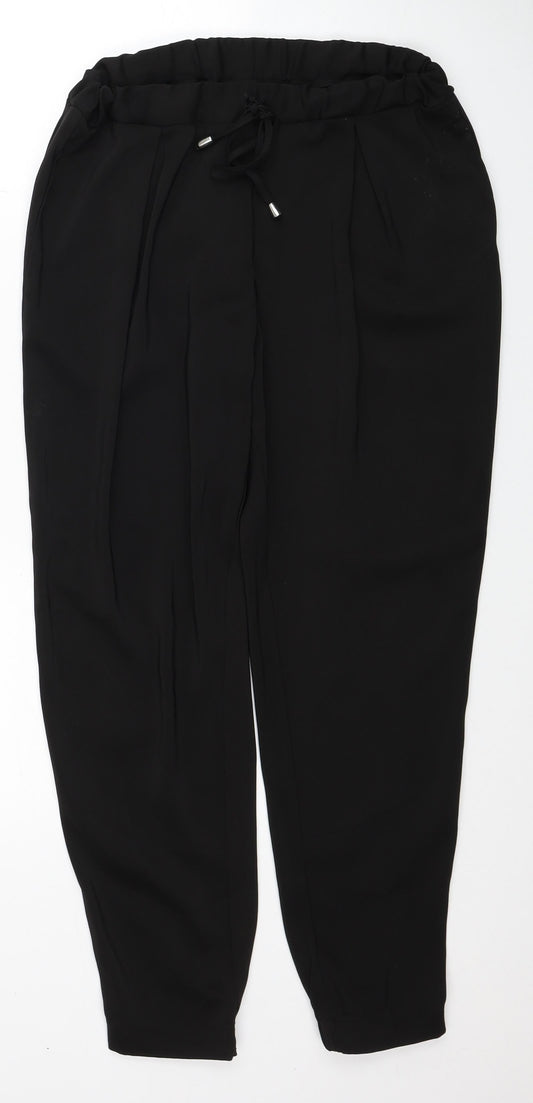 Miss Selfridge Womens Black Polyester Trousers Size 10 Regular Tie