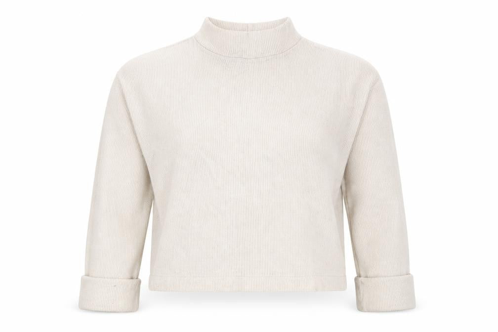 Zara Womens Beige Mock Neck Cotton Pullover Jumper Size M