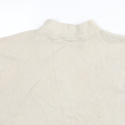 Zara Womens Beige Mock Neck Cotton Pullover Jumper Size M