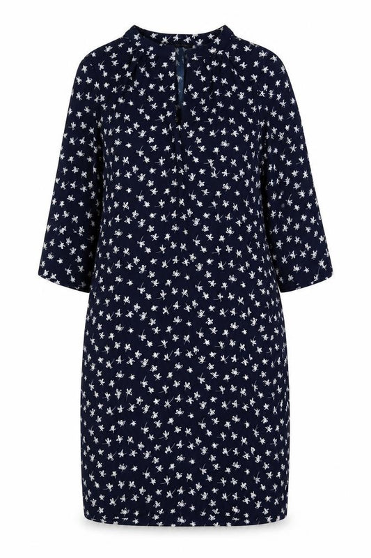 Marks and Spencer Womens Blue Floral Polyester A-Line Size 10 V-Neck Pullover