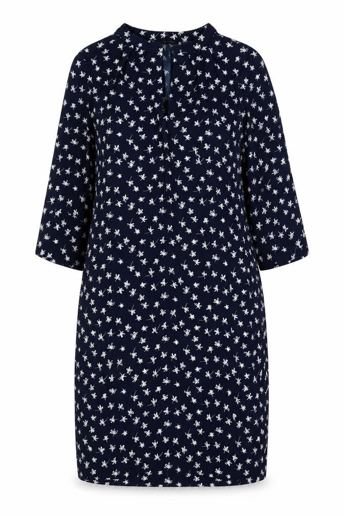 Marks & Spencer Womens Blue Floral Polyester A-Line Size 10 V-Neck Pullover