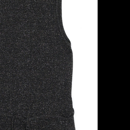 Dorothy Perkins Womens Black Polyester Mini Size 8 Mock Neck Button