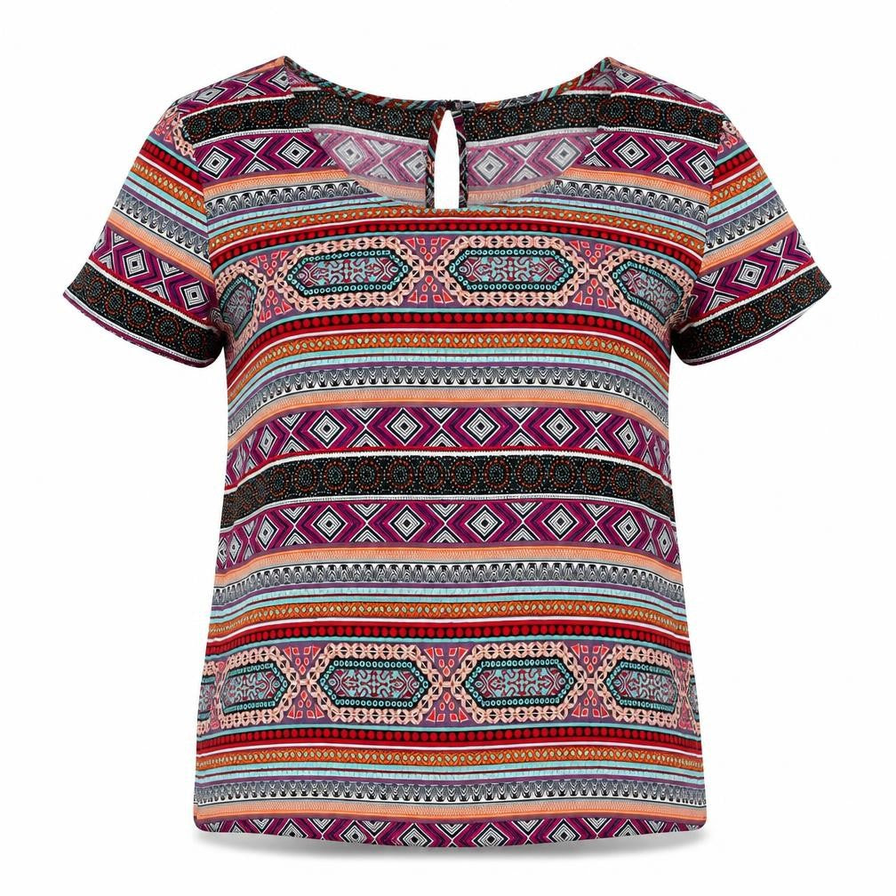Only Womens Multicoloured Geometric Viscose Basic Blouse Size S Scoop Neck