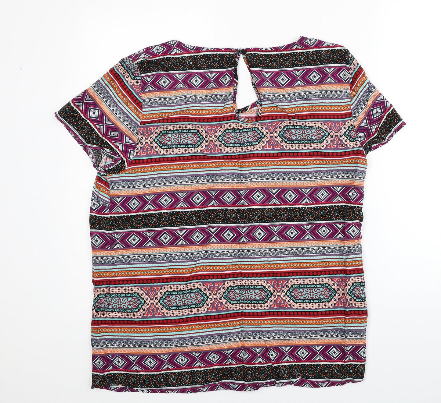 Only Womens Multicoloured Geometric Viscose Basic Blouse Size S Scoop Neck