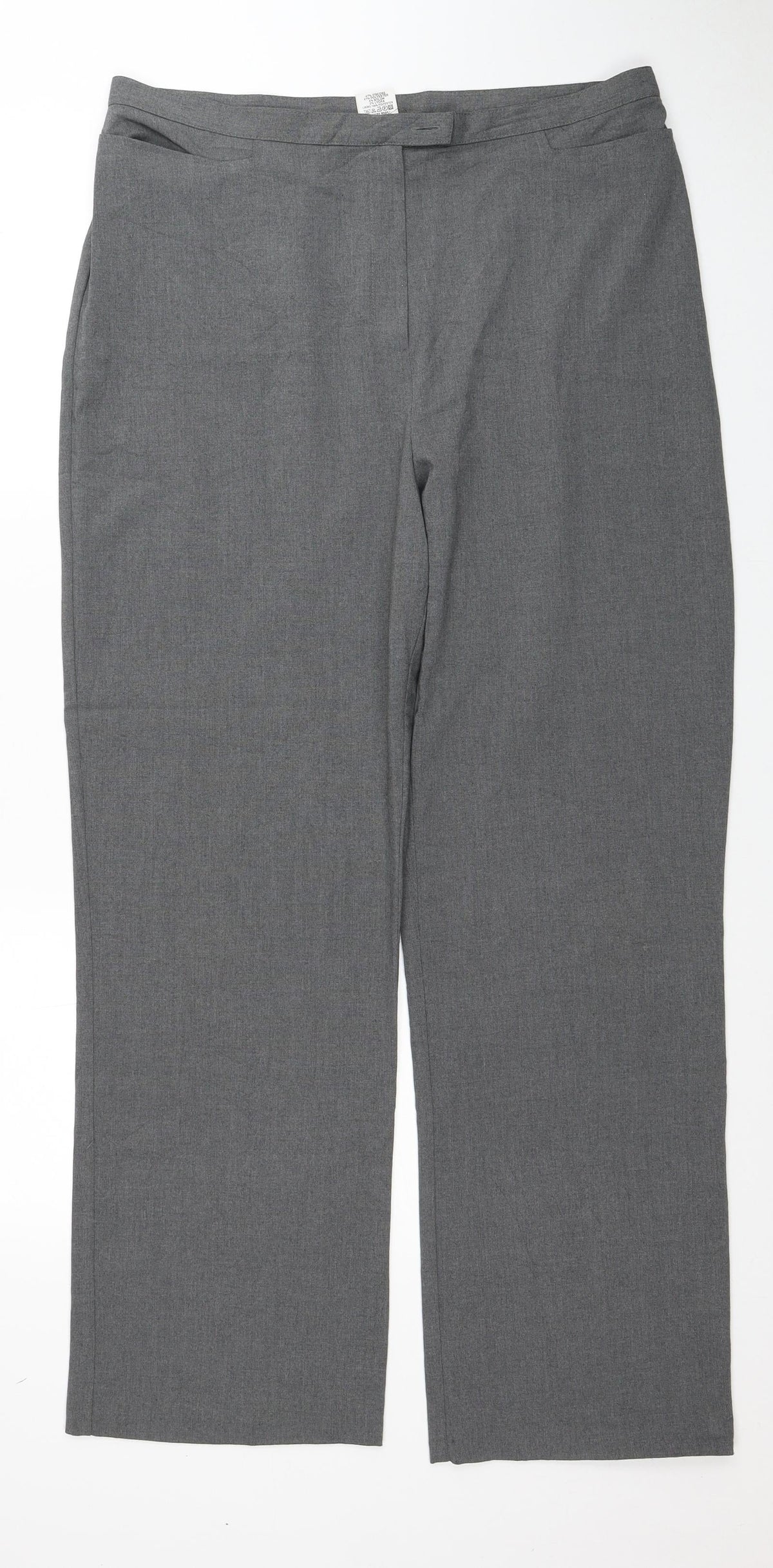 Preworn Womens Grey Viscose Trousers Size 18 Zip
