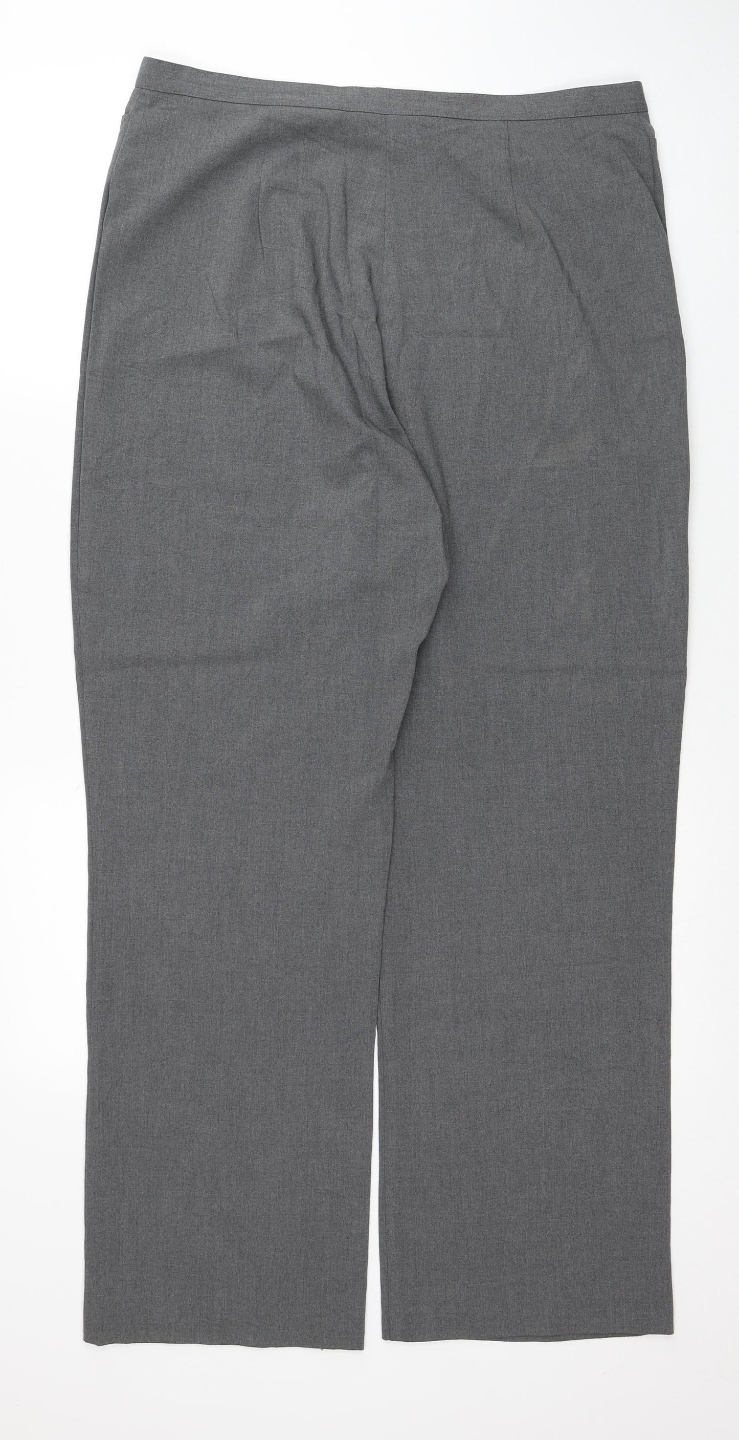 Preworn Womens Grey Viscose Trousers Size 18 Zip