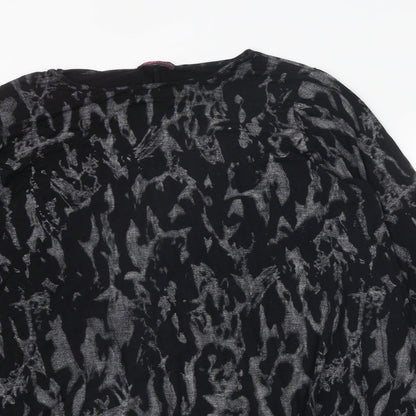 Style Plus Womens Black Geometric Viscose Basic Blouse Size 2XL Boat Neck