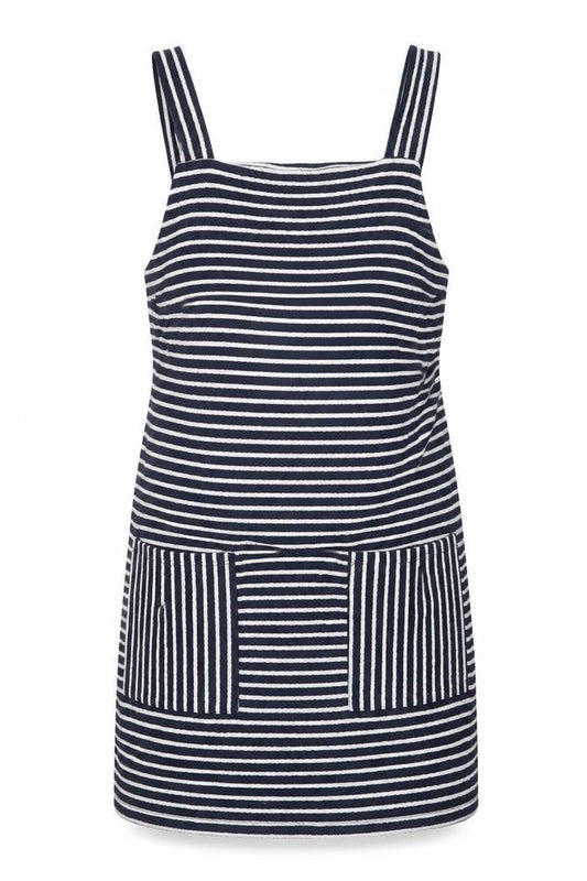 Papaya Womens Blue Striped Polyamide Tank Dress Size 14 Square Neck Pullover