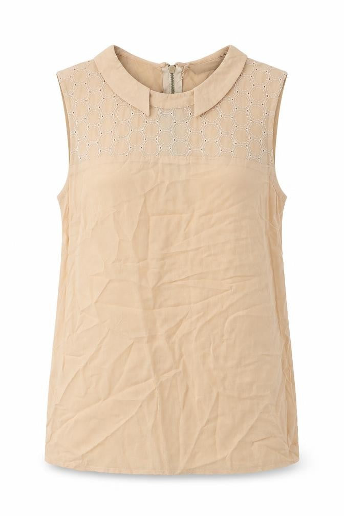 Oasis Womens Beige Viscose Basic Blouse Size 10 Collared