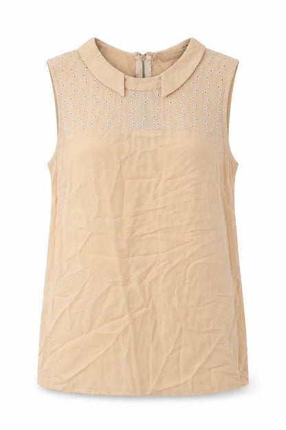 Oasis Womens Beige Viscose Basic Blouse Size 10 Collared