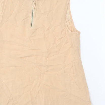 Oasis Womens Beige Viscose Basic Blouse Size 10 Collared