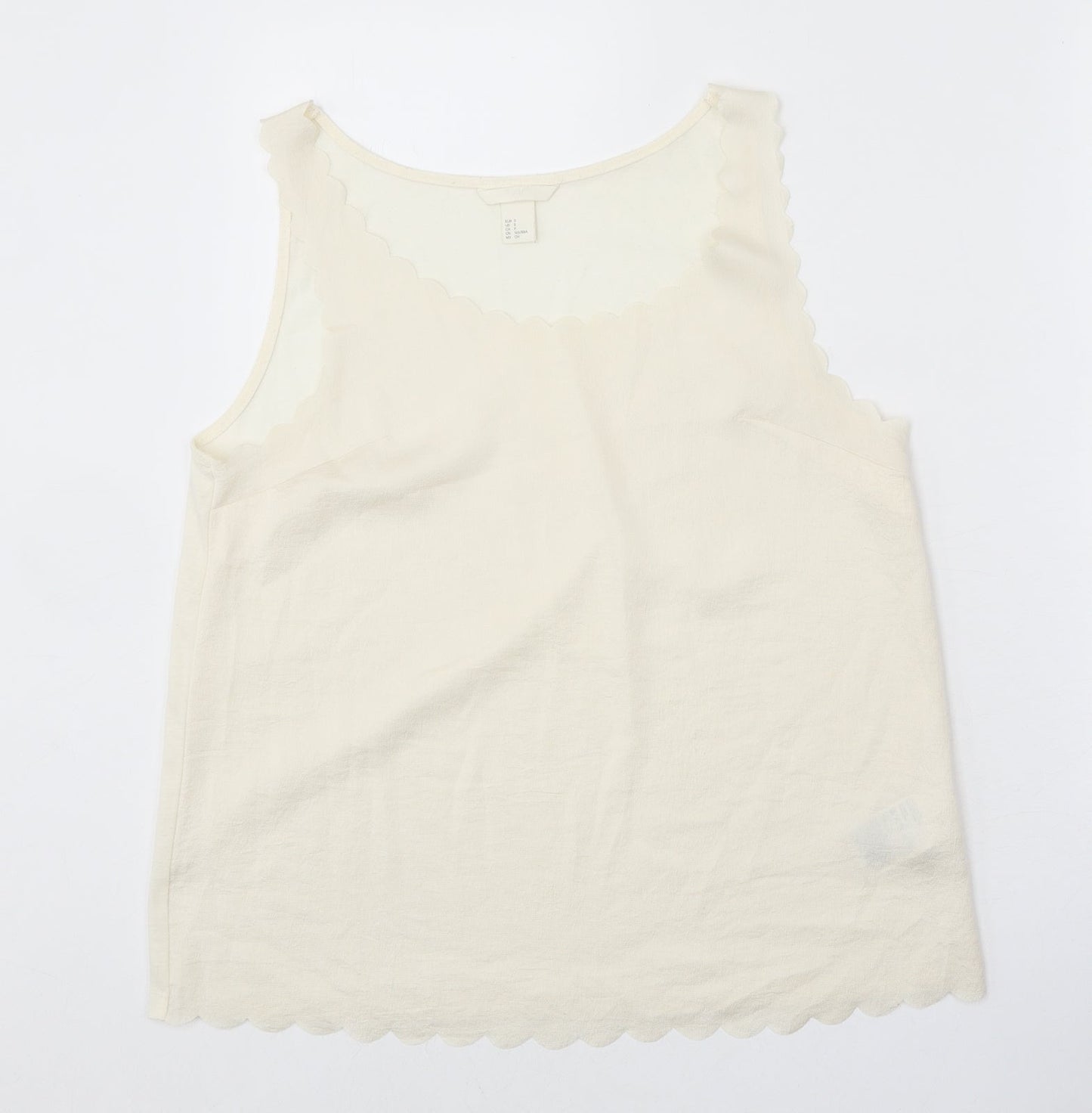 H&M Womens White Polyester Basic Tank Size S Round Neck