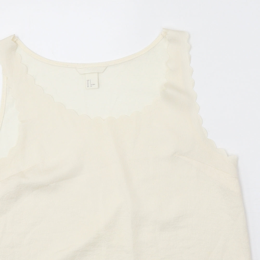 H&M Womens White Polyester Basic Tank Size S Round Neck