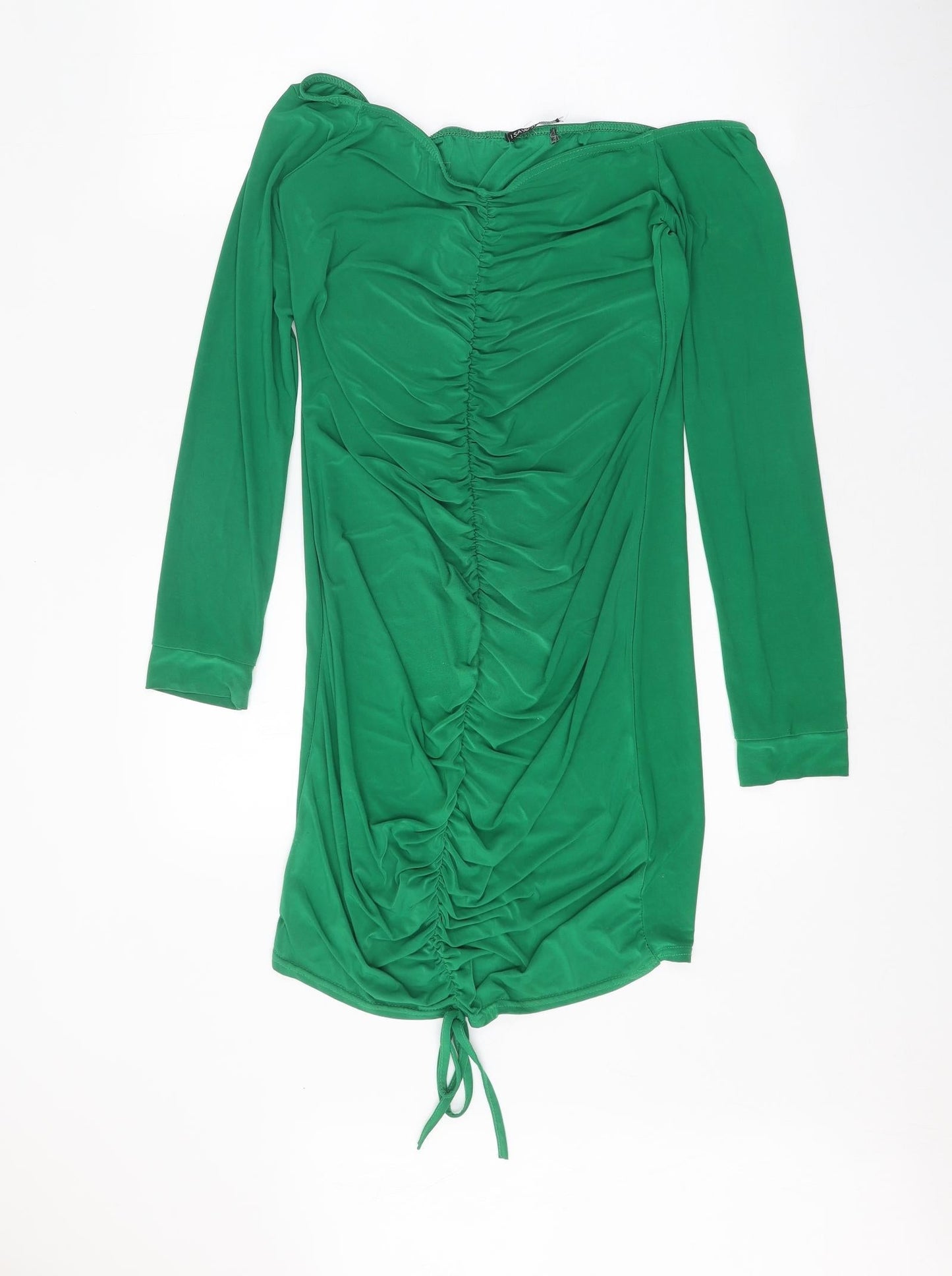 I SAW IT FIRST Womens Green Polyester Bodycon One Size Off the Shoulder Drawstring