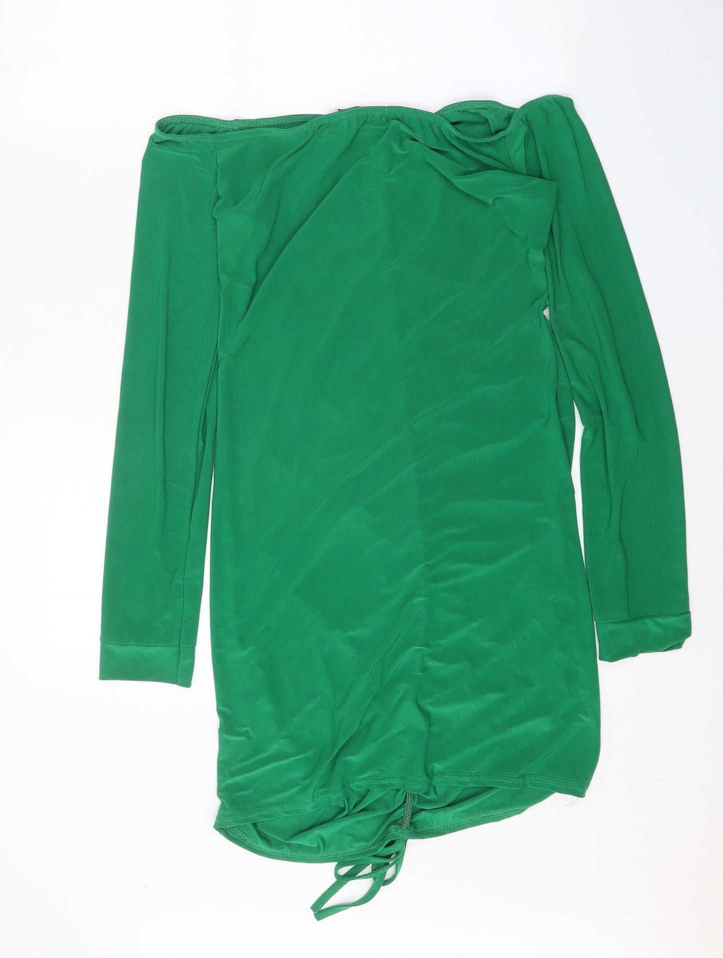 I SAW IT FIRST Womens Green Polyester Bodycon One Size Off the Shoulder Drawstring