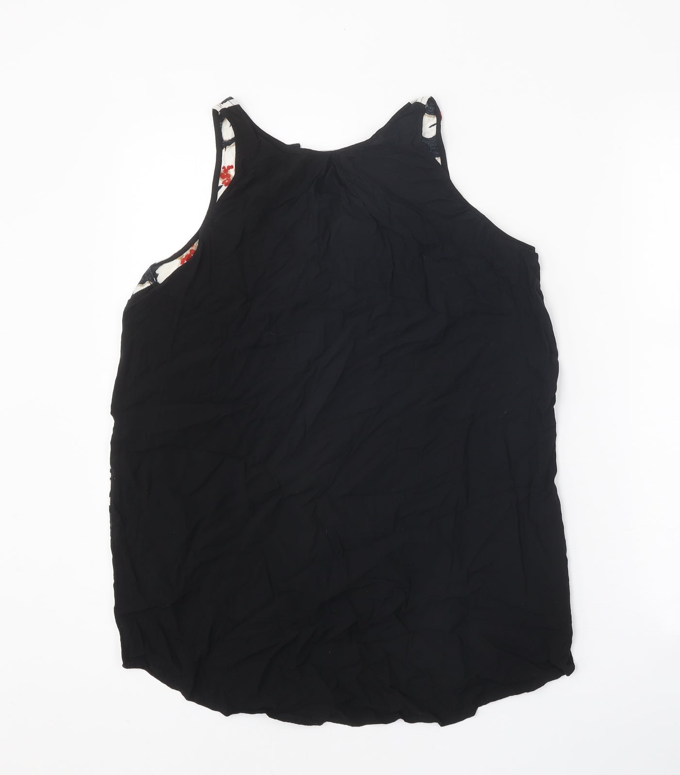 Gap Womens Black Floral Polyester Basic Tank Size M V-Neck