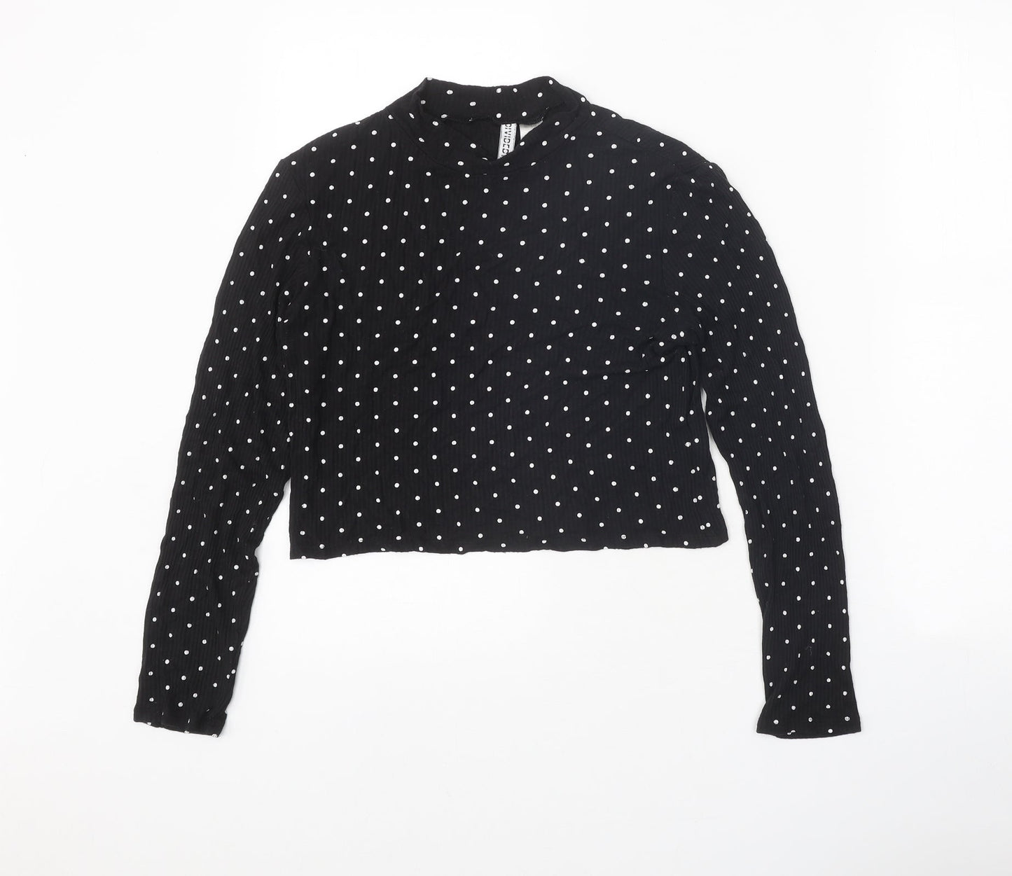 Divided Womens Black Mock Neck Polka Dot Viscose Pullover Jumper Size M