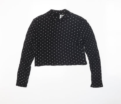 Divided Womens Black Mock Neck Polka Dot Viscose Pullover Jumper Size M