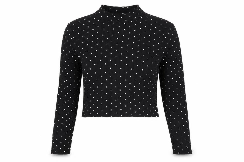 Divided Womens Black Mock Neck Polka Dot Viscose Pullover Jumper Size M