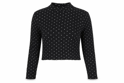Divided Womens Black Mock Neck Polka Dot Viscose Pullover Jumper Size M
