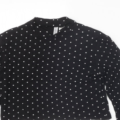Divided Womens Black Mock Neck Polka Dot Viscose Pullover Jumper Size M