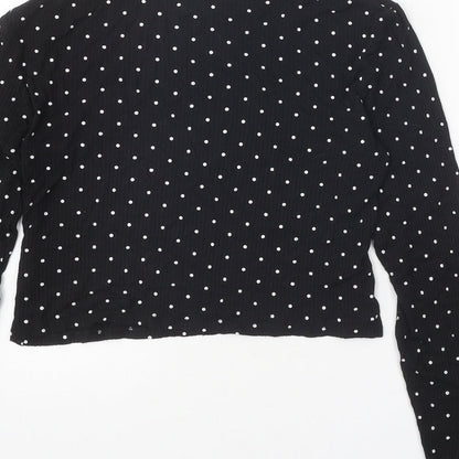 Divided Womens Black Mock Neck Polka Dot Viscose Pullover Jumper Size M