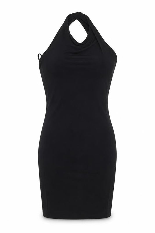 Miss Selfridge Womens Black Polyester Bodycon Size 8 Halter Pullover
