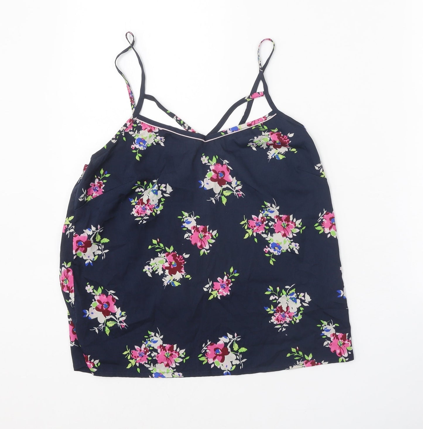 New Look Womens Blue Floral Polyester Camisole Tank Size 10 V-Neck