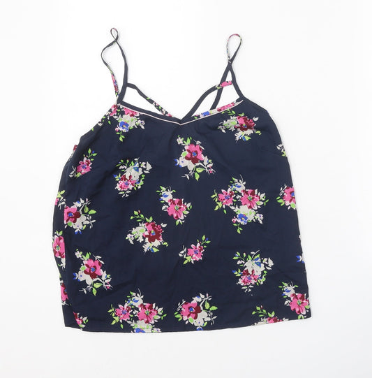 New Look Womens Blue Floral Polyester Camisole Tank Size 10 V-Neck