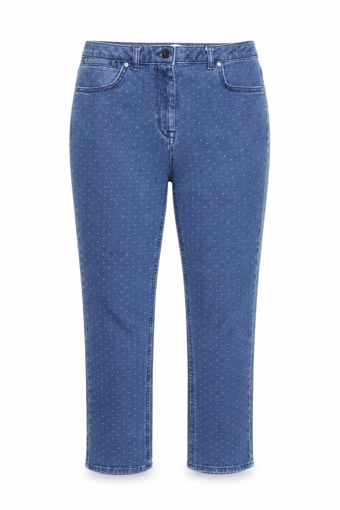 Country Casuals Womens Blue Polka Dot Cotton Straight Jeans Size 12 Regular Zip