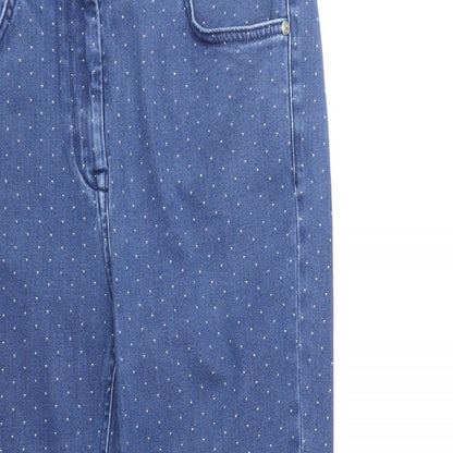 Country Casuals Womens Blue Polka Dot Cotton Straight Jeans Size 12 Regular Zip