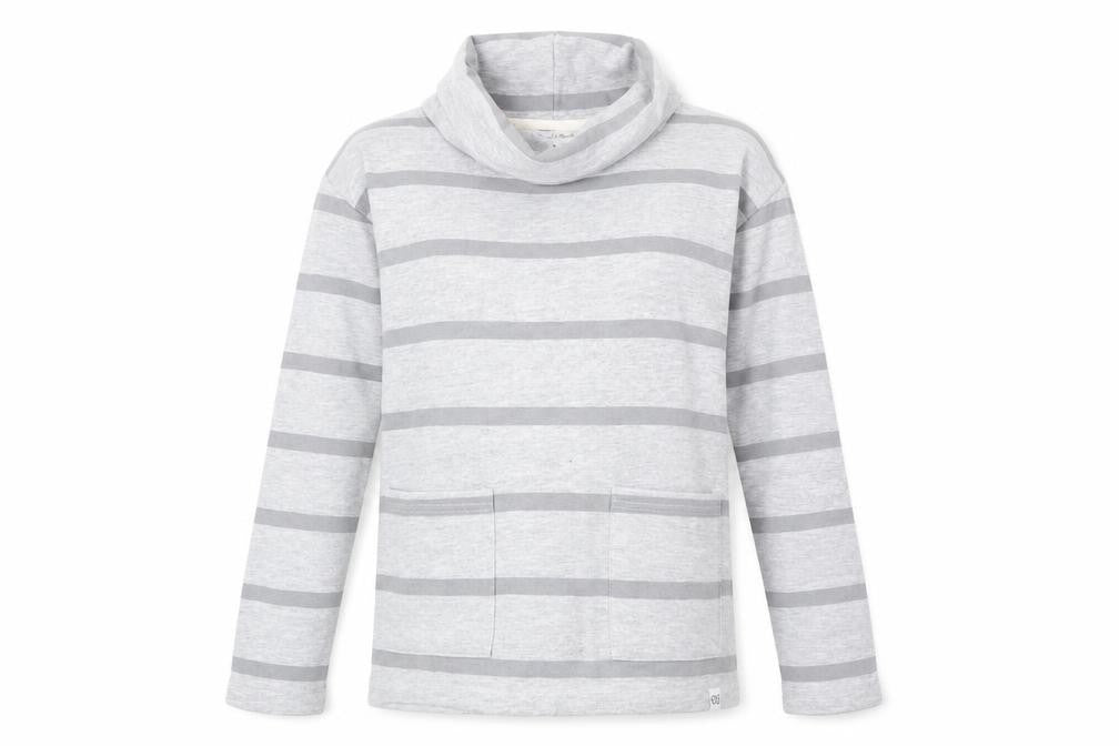 Rupert & Buckley Womens Grey Roll Neck Striped Cotton Pullover Jumper Size 8