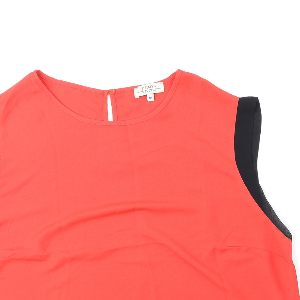 Papaya Womens Orange Polyester Basic Tank Size 18 Round Neck