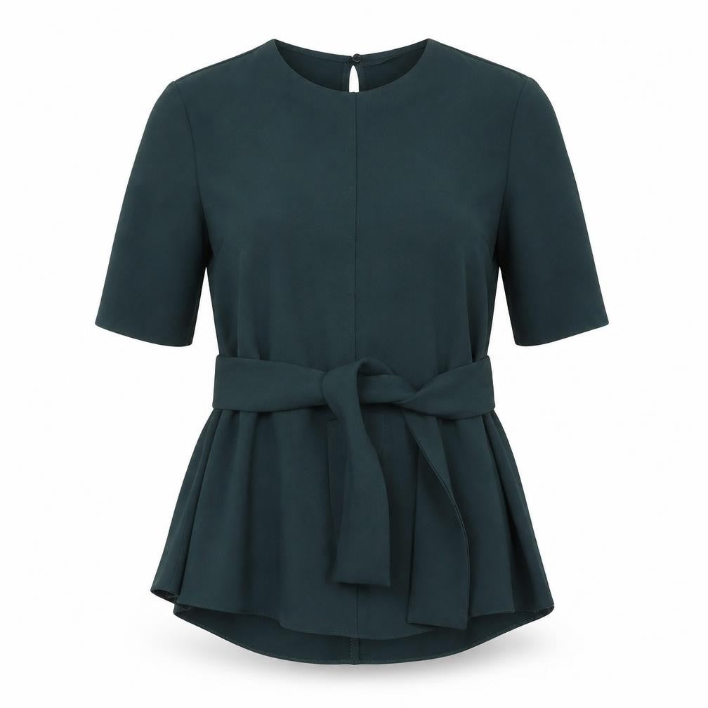 Zara Womens Green Polyester Basic Blouse Size XS Round Neck