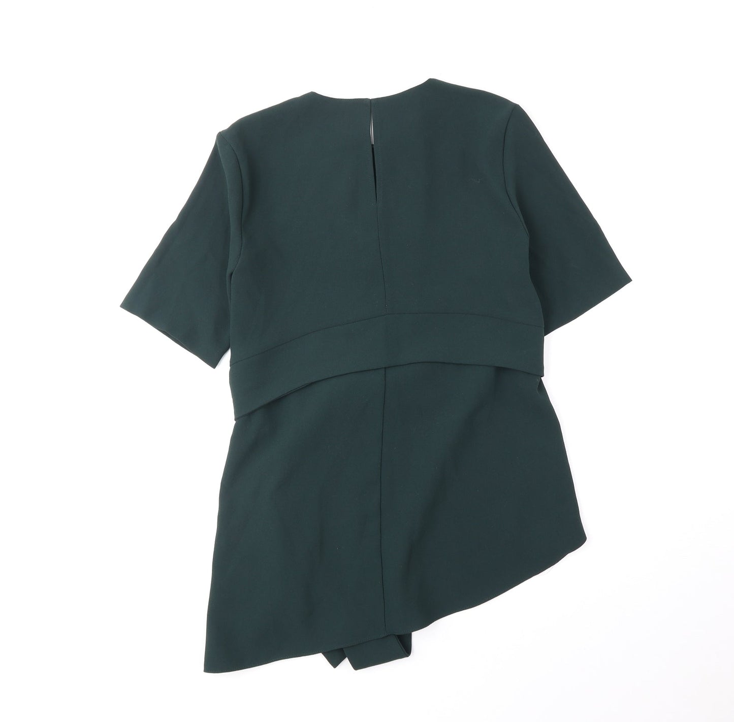 Zara Womens Green Polyester Basic Blouse Size XS Round Neck
