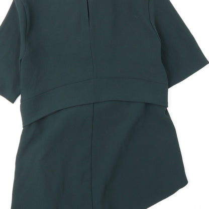 Zara Womens Green Polyester Basic Blouse Size XS Round Neck