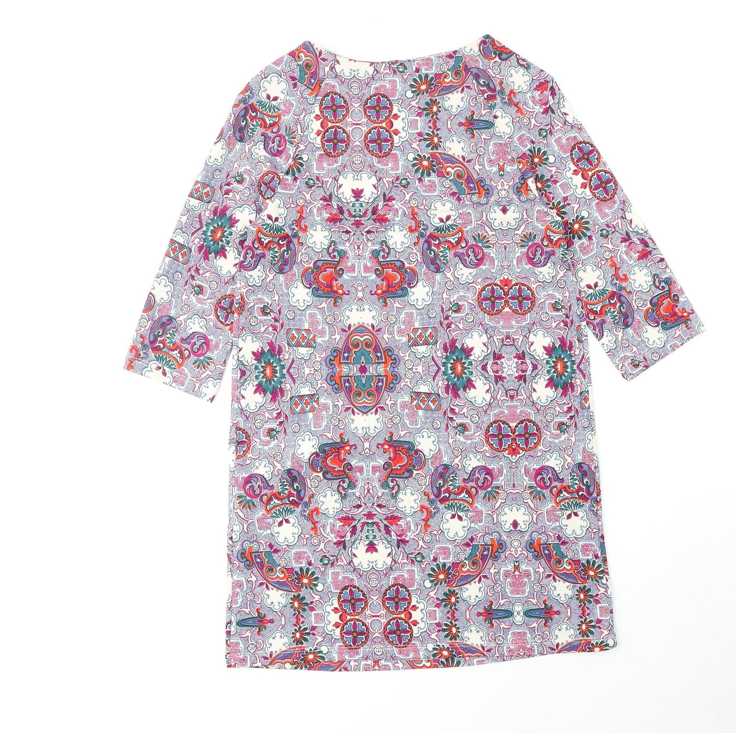 Papaya Womens Multicoloured Geometric Polyester Shift Size 8 Boat Neck Pullover
