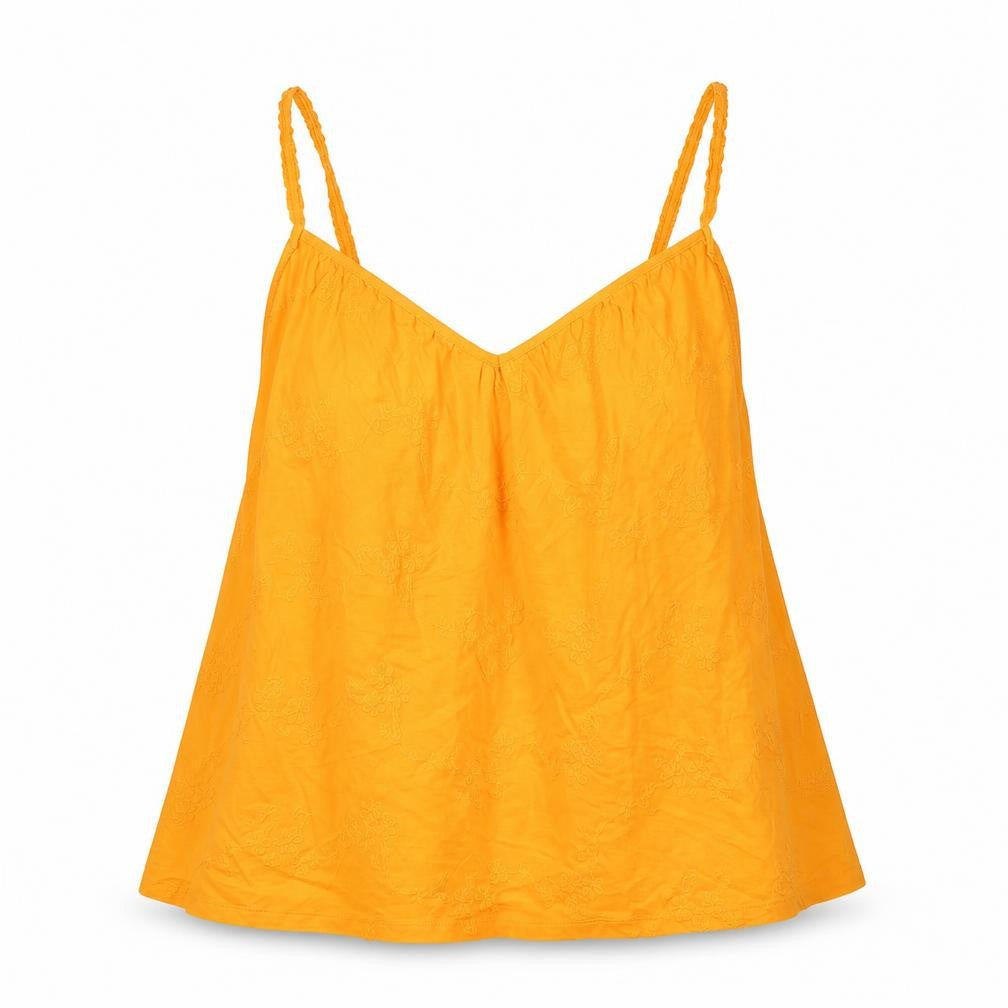 Per Una Womens Orange 100% Cotton Basic Tank Size 8 V-Neck