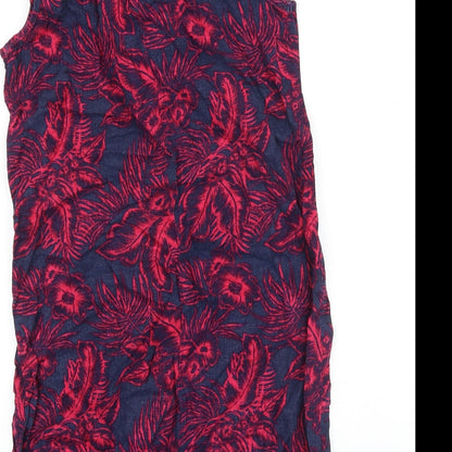 Next Womens Blue Floral 100% Cotton Shift Size 8 Boat Neck Pullover