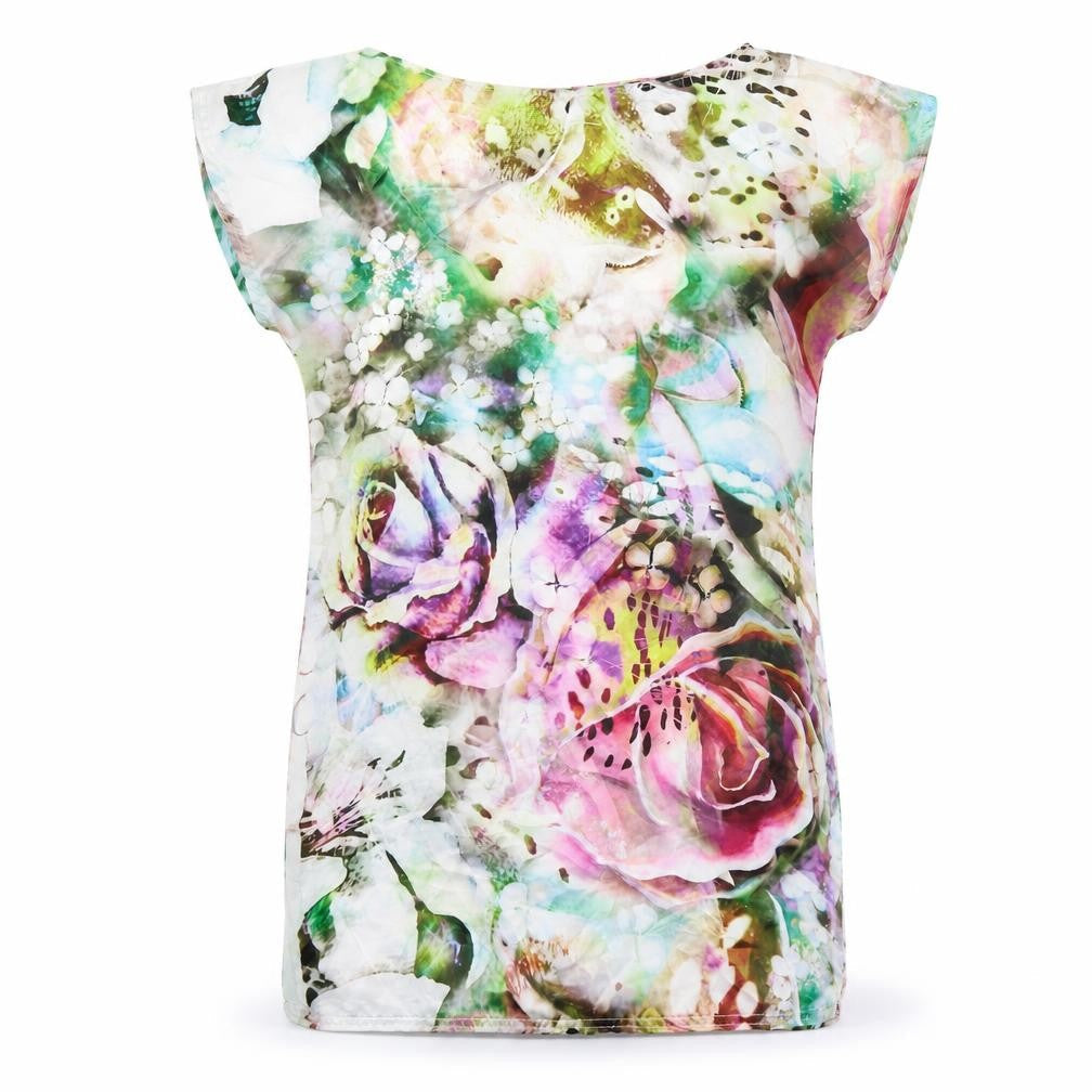 Zara Womens Ivory Floral Polyester Mini Size 12 Boat Neck Pullover