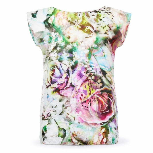 Zara Womens Ivory Floral Polyester Mini Size 12 Boat Neck Pullover